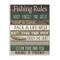 Stupell Industries Rustic Fishing Rules Sign Brown Green Beige Wood Wall Plaque
